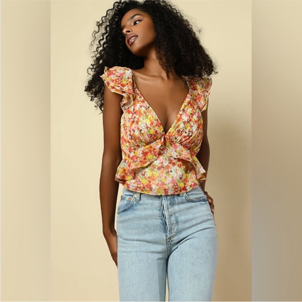 Hutch Anthropologie Floral Chiffon Top